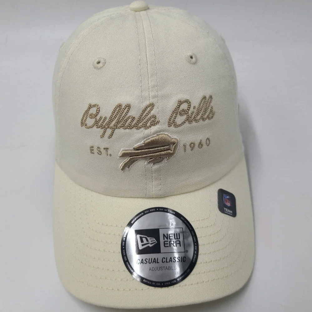Women Buffalo Bills Hat Strapback New Era Cream Beige NFL Casual Classic Cotton
